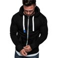 thumbnail image 1 of Chandail à Capuche à Manches Longues avec Fermeture Éclair Couleur Unie pour Hommes, 1 of 1