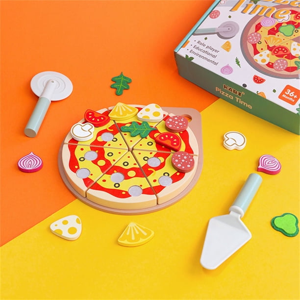 WOODMAM Pizza En Bois 50 Pièces – Four, Parts Détachables, 14 Billets, Scratch – Jouet Montessori D’imitation – Dès 3 Ans – Cadeau éducatif