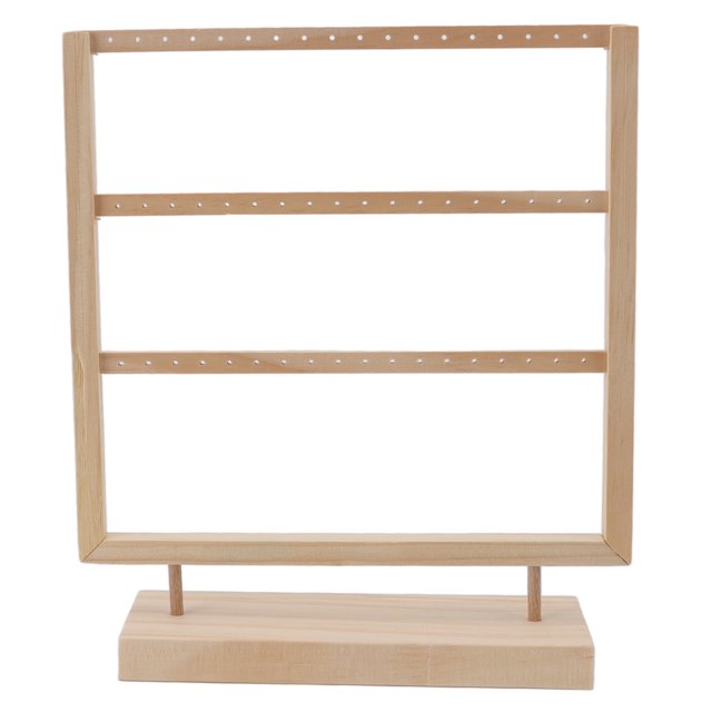 Earring Organizer Stand Log Color Wooden Earrings Jewelry Holder Storage Display Stand for Hanging Earrings 3 Layers