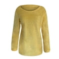 thumbnail image 3 of T-shirts à Col Rond à Manches Longues pour Femmes, Mode d'Automne, Hauts Western Tendance pour Dames, Tunique Ample, Hauts Grande Taille, Chandails Unis, Jaune, TTTG, 3 of 4
