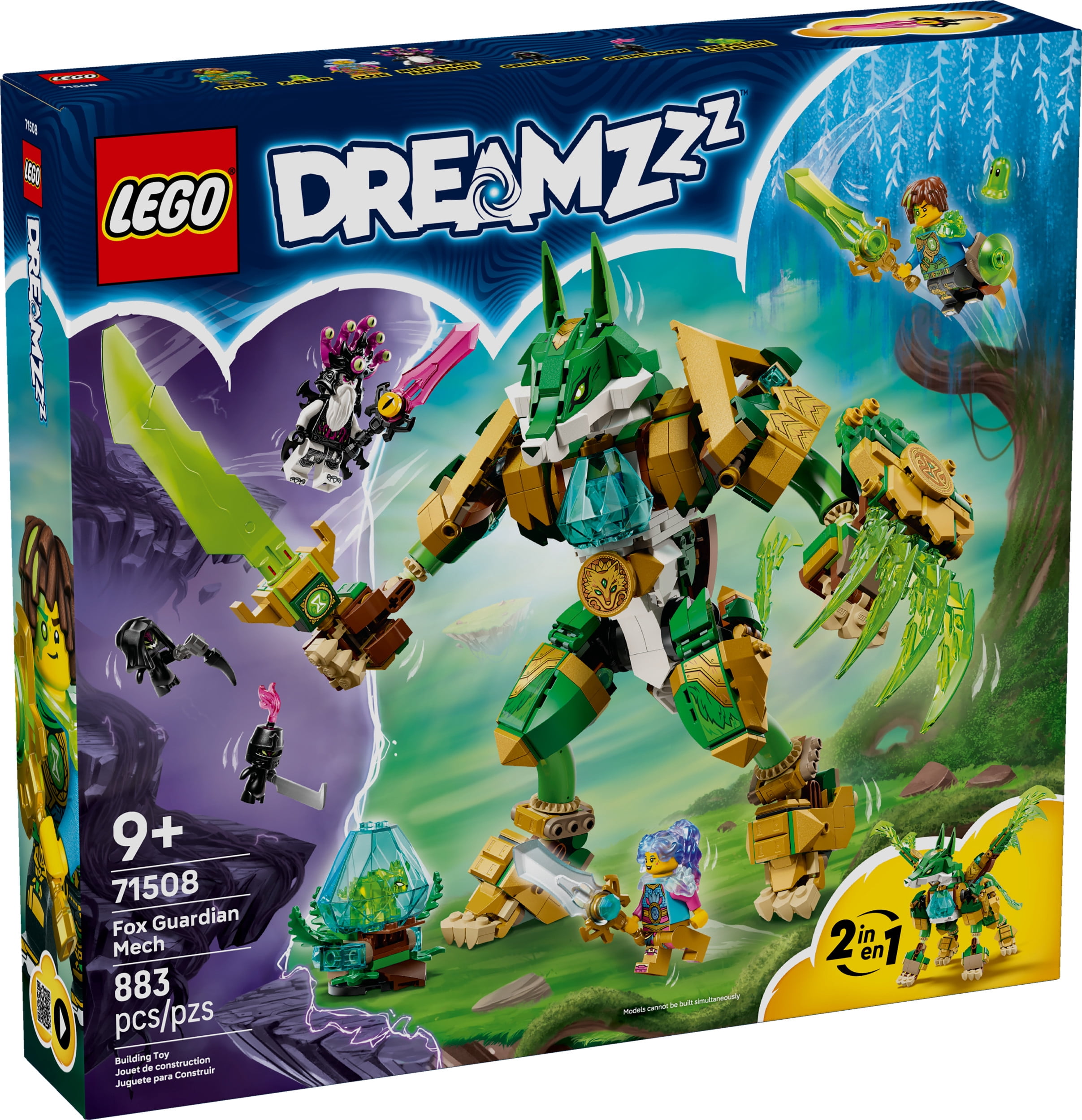 LEGO DREAMZzz Fox Guardian Mech Building Toy for Boys & Girls - Pretend Play Set for Kids, Ages 9+ - W/2 Build Options, 3 Minifigures, & 3 Creatures - Gift Idea for Birthdays - 71508