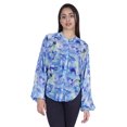 thumbnail image 1 of Moomaya Chemise Boutonnée Imprimée pour Femme Col Mandarin Manches Longues Haut d'Été, 1 of 7