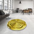 thumbnail image 4 of Ahgly Company Tapis de Zone Rond d'Intérieur Lavable à la Machine, Transitionnel, Jaune Audacieux, 5 Pieds Rond, 4 of 7