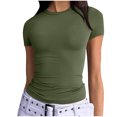 thumbnail image 2 of Babysbule T-Shirts pour Femmes 2025 Nouvelles Arrivées d'Été T-Shirts pour Femmes à Manches Courtes Couleur Unie Basique Col Ras du Cou Coupe Ajustée Haut Chandail T-shirt, 2 of 7