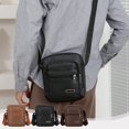 thumbnail image 1 of Reduced Price,Multi-Layer Storage Shoulder Rucksack - Large Capacity Business Travel Crossbody Bag, Durable and Functional Commuter Handbag for Men, | Pu, Black-493 $BS$3, 1 of 8
