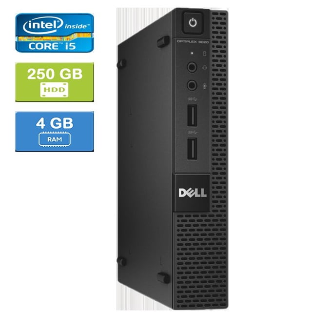 Remis à Neuf : Dell 9020 MICRO Intel Core i5-4590T 2,00 GHz, 4 Go, 250 Go SSD, Win 10 Pro