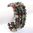 thumbnail image 3 of Bracelet Extensible Unisexe en Perles Rondes de 8 mm en Agate Indienne Multicolore Naturelle, 3 of 4