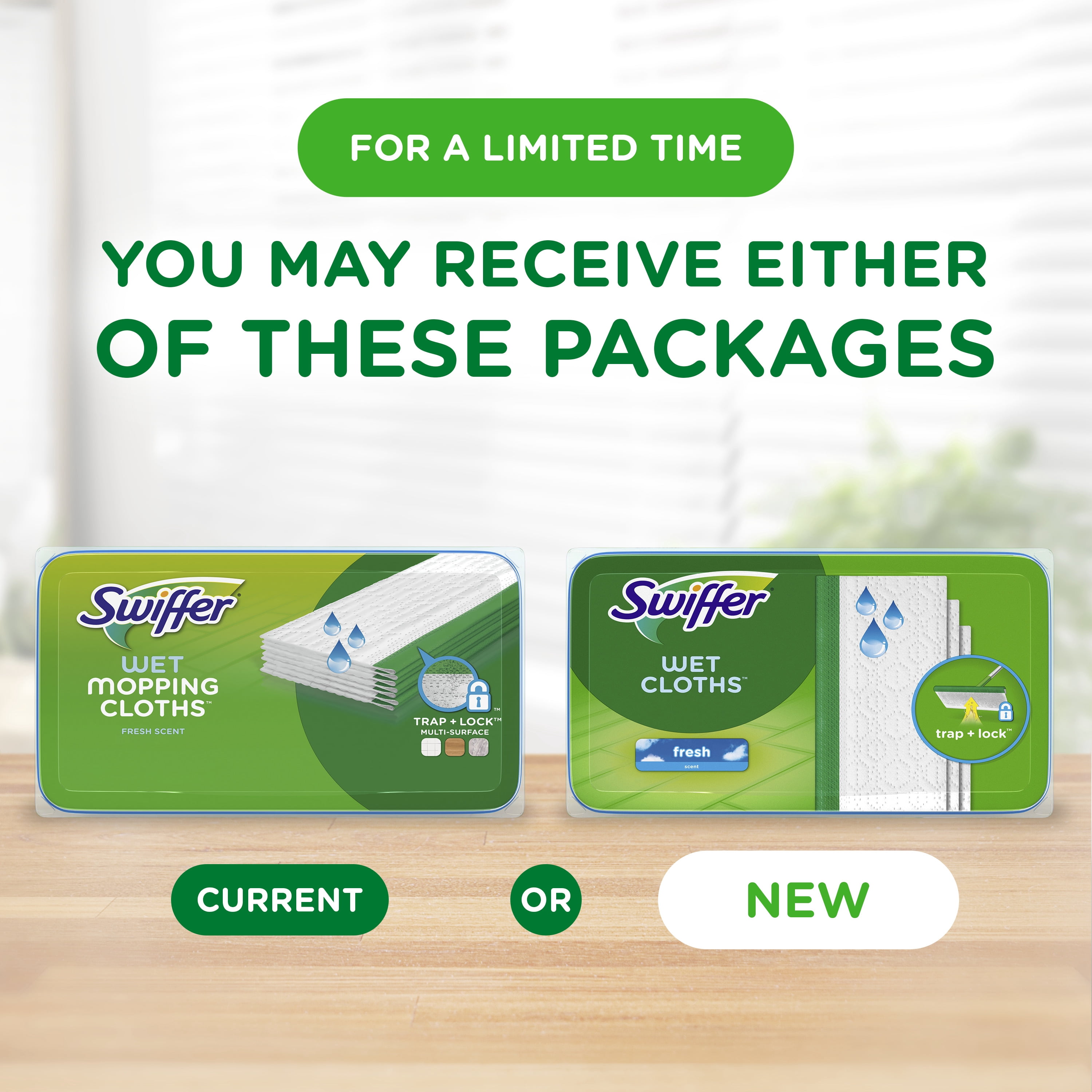 Swiffer Balai + Vadrouille, Linges Humides de Recharge, Nettoyant pour Planchers, Linges de Nettoyage, Frais, 12 Unités