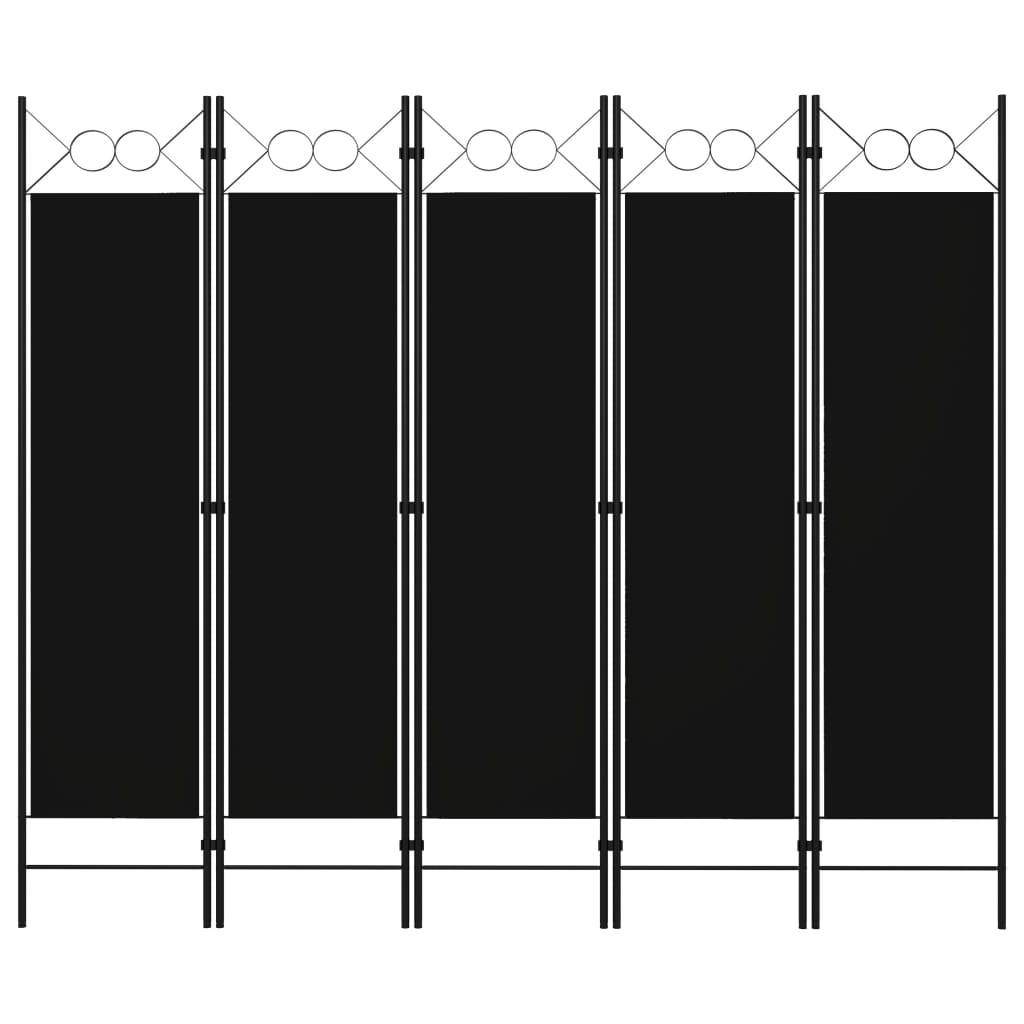 vidaXL Cloison de Séparation à 5 Panneaux Noire 200x180 cm