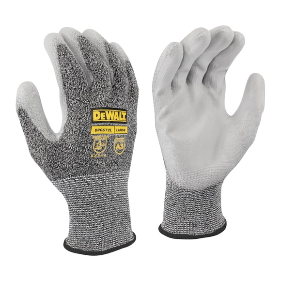 DEWALT Gant de Paume en PU Résistant aux Coupures pour Travaux Extérieurs, Construction et Usage Général - Taille TP
