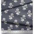 thumbnail image 2 of Soimoi Modal Satin Fabric Leaves & Floral Block Printed Craft Fabric by The Yard 42 Inch Wide, 2 of 3
