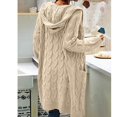 thumbnail image 4 of Women Hooded Open Front Cardigan Cable Knit Sweaters Solid Chunky Long Sweater Coats with Pockets, 4 of 5