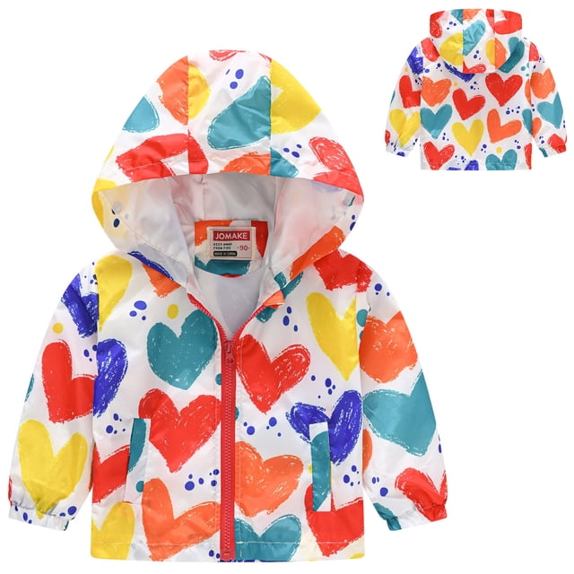 Toddler Girls Winter Coat Cartoon Printed Solid Color Lightweight Jacket Windproof Puffer Jacket Puffer Jacket Kids 12-18 Months Kids Clothes