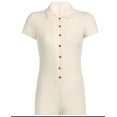 thumbnail image 2 of TheFound Women Solid Color Romper Slim Fit Short Sleeve Lapel Neck Jumpsuit, 2 of 6