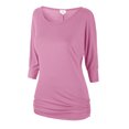 thumbnail image 1 of Matchstick Women's 3/4 Sleeve Basic Drape Top with Side Shirring, 1 of 4