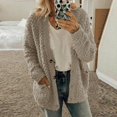 thumbnail image 2 of Cardigan pour Femmes Surdimensionné Automne Hiver Boutonné Hauts Décontractés Manches Longues Cardigans avec Poches, 2 of 3