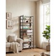 thumbnail image 4 of DSstyles 5-Tier Folding Office Bookshelf No Assembly Needed - Storage Rack Vintage Metal No Assembly Needed Space-Saving Brown, 4 of 8