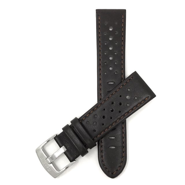 Extra Long (XL) 22mm GT Rally Perforated Leather Watch Strap Band, Stainless Steel Buckle