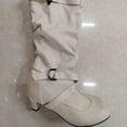 thumbnail image 4 of Kcodviy Bottes Mi-Hautes pour Femmes de Commerce Extérieur d'Automne et d'Hiver Nouvelles Mi-Hautes pour Femmes à Talon Moyen à Enfiler Mi-Hautes pour Femmes, 4 of 5