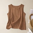 thumbnail image 4 of HVOBTTY Débardeur Basique pour Femmes d'Été Confortable Sport Doux Uni à Col Rond Ample Sans Manches Léger Polyvalent Quotidien Brun,m, 4 of 4