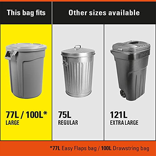 Hefty Garbage Bags, Value Pack Large 100 Litres Black, Drawstring, Arm & Hammer odour neutralizer