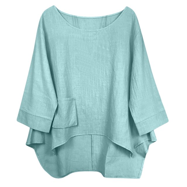 Blouses à Manches Courtes pour Femmes Mode Femme Décontracté Uni Col Rond T-Shirt Ample à Manches Courtes Blouse Hauts T-Shirts d'Été pour Femmes Hauts à Manches Courtes Hauts à Manches Courtes pour Femmes
