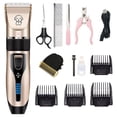 thumbnail image 1 of Gold Ceramic Cordless Pet Clippers for Dogs, Cats & Rabbits - Rechargeable 1200mAh Lithium Battery, 90-Min Runtime, Ultra-Quiet 60dB Precision Motor, 5-Speed Micro-Adjustment (0.8-2mm), Anti-Allergy, 1 of 6