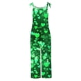 thumbnail image 4 of QATAINLAV Wide Leg Linen Jumpsuits for Women St Patricks Day Outfits Funny Graphic Spaghetti Strap Rompers One Piece Pants with Pockets Green XXXL Spring Savings, 4 of 6