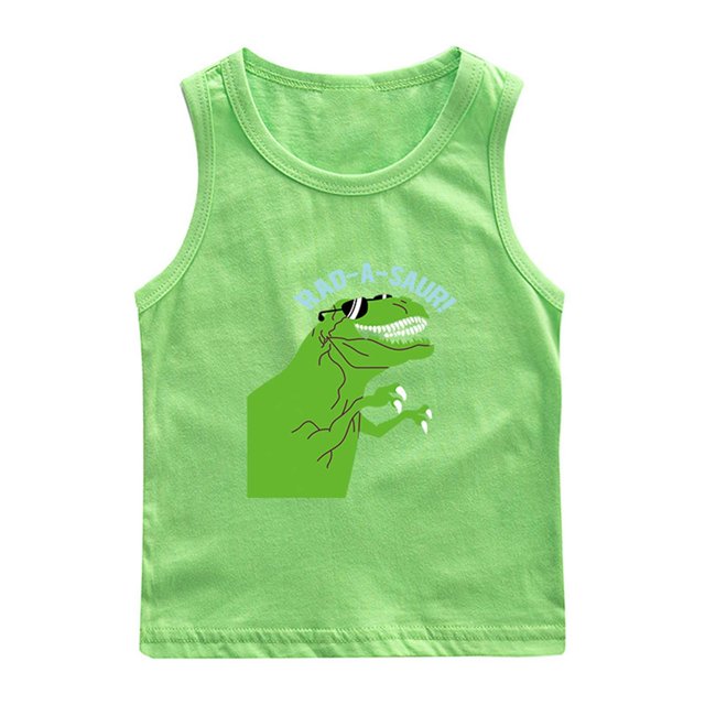 RXIRUCGD 2025 Vêtements d'Été pour Enfants Chemise de Base à Col Rond Sans Manches pour Garçons