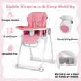 thumbnail image 4 of Babyjoy Chaise Haute pour Bébé Pliable Chaise d'Alimentation avec 4 Roues Verrouillables Rose, 4 of 8
