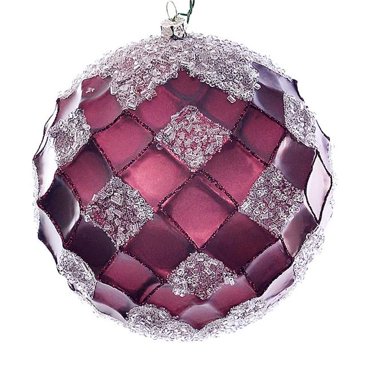 Vickerman MC190565D 4.75 in. Burgundy Net Beaded Ball Ornament - 3 per Bag