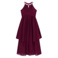 thumbnail image 4 of Miaeowve Robe de Fête Maxi en Chiffon à Paillettes pour Filles, Col Haut, Buste Froncé, Robe de Bal de Mariage Bourgogne 14, 4 of 7