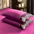 thumbnail image 2 of Sentmoon Decorative Pillow Covers 18x18 Pillow Cover Solid Color Luxurius Pillowcase Set 2-Piece Lace Cutis-Friendly Skidproof Pillowcases European Embroidered Pillow Covers, 2 of 7
