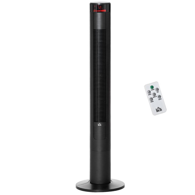 HOMCOM Ventilateur Tour pour Chambre avec Oscillation, Télécommande, Noir