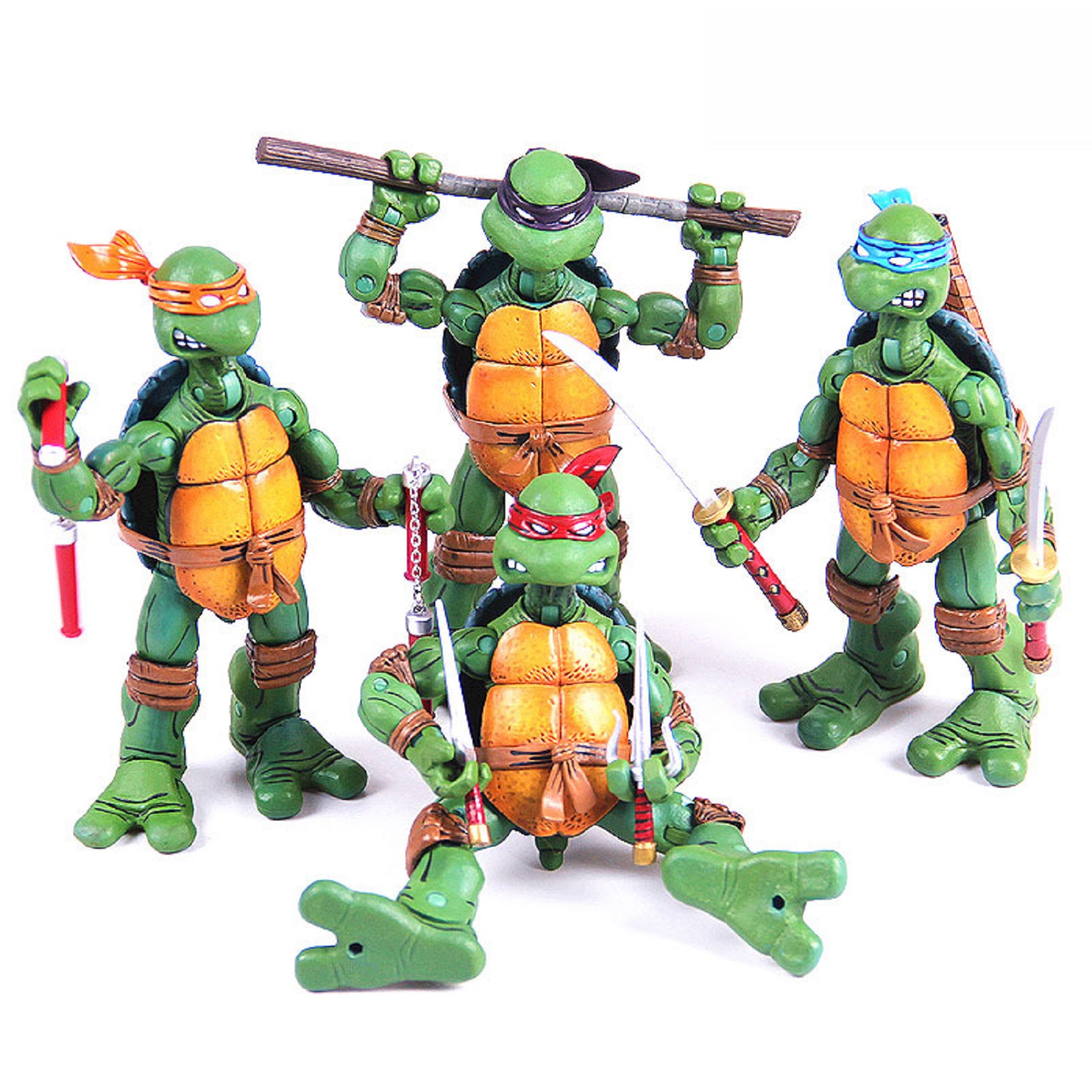 Skpitin Turtles 4 models 1 Set of 7 " PVC Action Figure Birthday Present (Coloured Turban Version)
