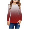 thumbnail image 1 of RXIRUCGD Chemises à Manches Longues pour Filles, Col Rond Mignon, Blouses Décontractées Élégantes, Rouge, Taille : 9 Ans, 1 of 7