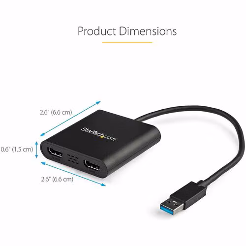StarTech.com USB 3.0 to Dual HDMI Adapter, USB to 2x HDMI Monitor Converter for Windows (no support for macOS/ChromeOS/Linux)