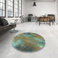 thumbnail image 4 of Ahgly Company Machine Washable Indoor Round Transitional Green Area Rugs, 4' Round, 4 of 7