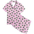 thumbnail image 1 of Kids Pajamas Cute Dinosaur Pattern Printed Short Sleeve Button Down Shorts Set Baby Girl Clothes Pink 2-3 Years, 1 of 3
