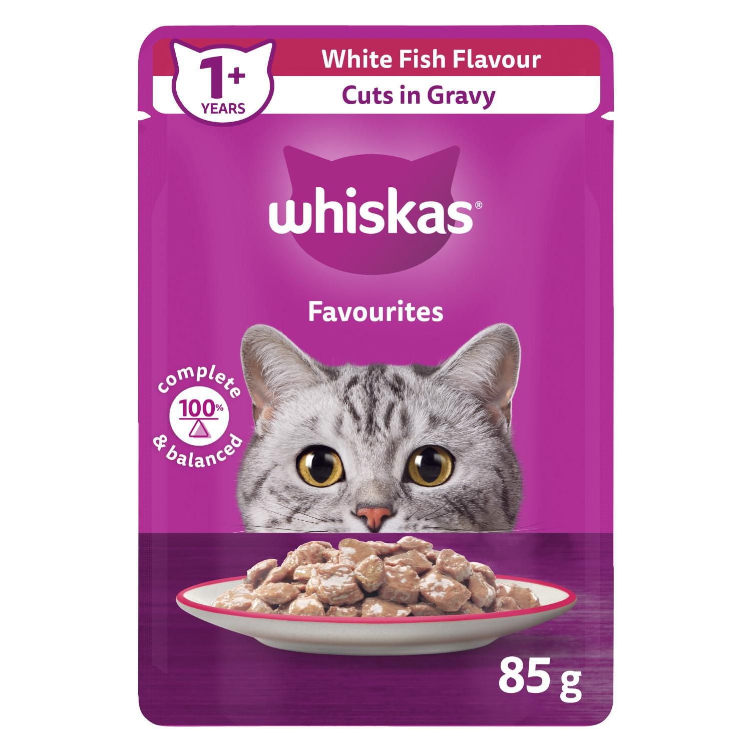 WHISKAS FAVOURITES Cuts in Gravy White Fish Flavour Pouch Adult Wet Cat Food