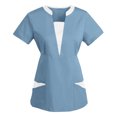 thumbnail image 2 of Penkiiy Hauts de Sarrau à Col en V pour Femmes - Coupe Classique, Extensible dans Quatre Directions, Haut de Sarrau Médical pour Femmes Anti-Froissement L Bleu, 2 of 3