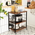 thumbnail image 4 of Patiojoy Étagère de Cuisine pour Boulanger Chariot Micro-Ondes à 3 Niveaux avec Roues et 10 Crochets Brun Rustique, 4 of 7