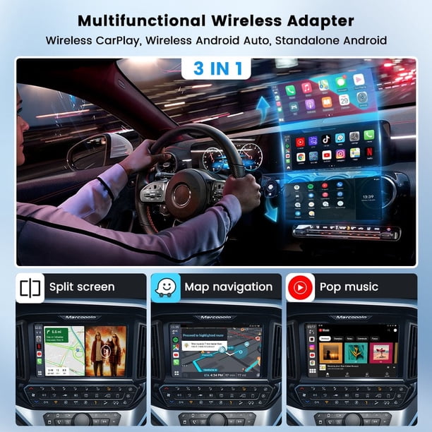 Carlinkit Ai Box Plus, 3 in 1 Android 13 Car TV Ai Box, 8+128GB
