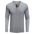 thumbnail image 1 of CEHVOM Hommes Manches Longues Musclé Robuste Basique Uni Couleur Unie Blouse T-Shirt Haut, 1 of 5