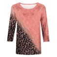 thumbnail image 5 of Pompotops T-shirt Ample à Imprimé Léopard pour Femme, Manches 3/4, Col Rond, Haut Décontracté, Liquidation, 5 of 5