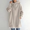 thumbnail image 5 of Womens Solid Color Hoodie Zipper Long Sleeve Sweatshirts Pockets Long Coat Tops, 5 of 5