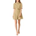 thumbnail image 1 of INSPIRE CHIC Women's Casual Short Sleeve Solid Color Button Down Shirt Dress, 1 of 6