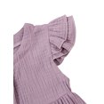 thumbnail image 3 of Gupgi Girls  Fly Sleeve Dress Solid Color Round Collar Single-breasted Dresses, 3 of 9