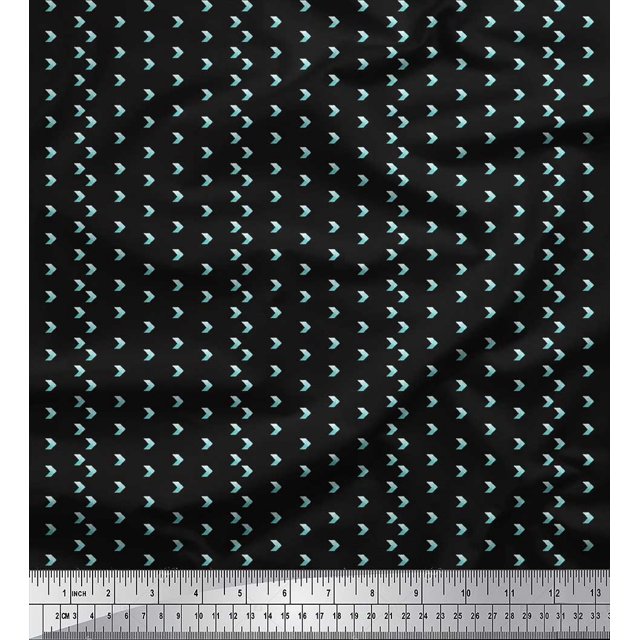 Soimoi Black Silk Fabric Arrows Arrow Printed Fabric 1 Yard 42 Inch Wide