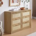thumbnail image 4 of OAKHAM Commode 6 Tiroirs, Grand Commode en Rotin pour Chambre à Coucher Salon, Chêne Vieilli, 4 of 10